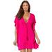 Plus Size Women's Vienna Ruffle Cover Up Tunic by Swimsuits For All in French Rose (Size 22/24)