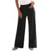 Plus Size Women's Wide-Leg Soft Knit Pant by Roaman's in Black (Size 2X) Pull On Elastic Waist
