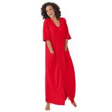 Plus Size Women's Long French Terry Zip-Front Robe by Dreams & Co. in Classic Red (Size 2X)