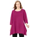 Plus Size Women's French Terry Handkerchief Hem Tunic by Woman Within in Raspberry (Size L)