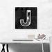 ARTCANVAS Modern Black White Alphabet Letter J - Wrapped Canvas Textual Art Print Canvas, Wood in Black/Gray/White | 18 H x 18 W x 1.5 D in | Wayfair