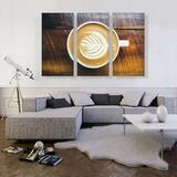 ARTCANVAS Espresso Coffee Cup Coffee Shop Decor - 3 Piece Wrapped Canvas Photograph Print Set Metal in Brown/White | 40 H x 60 W x 1.5 D in | Wayfair