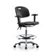 Inbox Zero Newport Industrial Polyurethane Clean Room Chair - High Bench Height Aluminum/Upholstered in Gray/Black/Brown | Wayfair