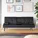 Mercury Row® Teen Mira Twin 66.2" Wide Faux Leather Biscuit Back Convertible Sofa Faux Leather/Wood/Solid Wood/Water Resistant in Black | Wayfair