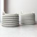 Langley Street® Round Striped 2 Piece Fabric Basket Set Fabric in Gray/White | 12.5 H x 19 W x 19 D in | Wayfair 0DBDBFAA5E6F40168EB12EC15F653873