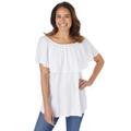 Plus Size Women's Off Shoulder Ruffle Tee by Woman Within in White (Size 14/16) Shirt