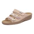 Rohde Damen Pantolette Leder Blumen Muster Klettverschluss Soltau-40 1932, Größe:38 EU, Farbe:Beige