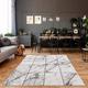 carpet city Teppich Wohnzimmer - Fliesen-Optik 140x200 cm Grau Meliert - Moderne Teppiche Kurzflor