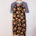 Lularoe Dresses | Lularoe Women Dress Small Julia Raglan Sleeve Blue Citrus Yellow Print Long | Color: Blue | Size: S