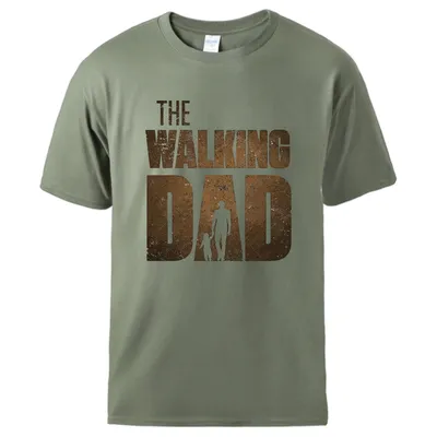 T-shirt en coton imprimé The Walking Dad pour hommes manches courtes t-shirts décontractés pour
