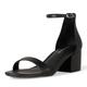 Amazon Essentials Damen Sandale mit Absatz und Zwei Riemchen, Schwarz Kunstleder, 38 EU
