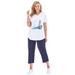 Plus Size Women's Two-Piece V-Neck Tunic & Capri Set by Woman Within in Navy Seaside (Size M)