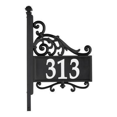 Nite Bright Acanthus Reflective Address Post Sign by Whitehall Products in Black White