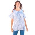 Plus Size Women's Short-Sleeve Cold-Shoulder Tee by Woman Within in Bright Cobalt Star Ombre (Size 18/20) Shirt