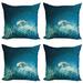 East Urban Home Ambesonne Sea Animals Decorative Throw Pillow Case Pack Of 4 | 24 H x 24 W x 0.04 D in | Wayfair 4312E57958BC4F26B78949C7C61D3351