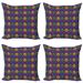 East Urban Home Ambesonne Mardi Gras Decorative Throw Pillow Case Pack Of 4, Antique Old Fashioned Motifs In Mardi Gras Holiday Colors Tile Pattern | Wayfair