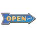 SignMission Open Arrow Removable Decal Funny Home Décor 18" Wide Plastic/Acrylic in Blue/Yellow | 6 H x 18 W x 1 D in | Wayfair RD-A-999693