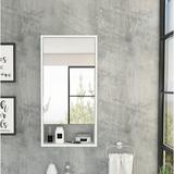 Latitude Run® Modesto Modern Minimal Mirrored Medicine Cabinet w/ Open Shelf & 2 Interior Shelves Wood in White | 35.4 H x 17.9 W x 5.6 D in | Wayfair