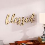 Winston Porter Script Blessed Wood Sign Wall Décor in Brown/White | 5 H x 12 W in | Wayfair 6696D8EAA5A54C12944971A939AB7815