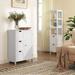 Winston Porter Bathroom Storage Cabinet, White Floor Cabinet w/ 3 Large Drawers & 1 Adjustable Shelf Manufactured Wood/ in Brown/White | Wayfair