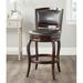 Darby Home Co Brockway Swivel 29" Bar Stool Wood/Upholstered/Leather in Brown | 45 H x 24 W x 25 D in | Wayfair DBHC1597 25470251