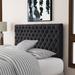 Charlton Home® Mendenhall Panel Headboard Upholstered/Metal/Polyester in Gray/Black | 49.75 H x 62.5 W x 3.5 D in | Wayfair