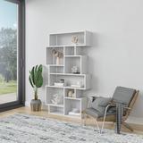 Brayden Studio® Aryan Modern Geometric Bookcase Wood in White | 66.34 H x 37.8 W x 10.04 D in | Wayfair C4A10688382944A0909CF4FAE66A92AD