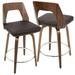 Wade Logan® Bezu Swivel Bar & Counter Stool Wood/Upholstered/Leather in Brown | 34.5 H x 17 W x 18.25 D in | Wayfair