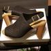 Giani Bernini Shoes | Giani Bernini Open Toe Heeled Sandals | Color: Black/Tan | Size: 9.5