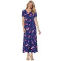 Plus Size Women's Short-Sleeve Crinkle Dress by Woman Within in Evening Blue Wild Floral (Size S)