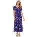 Plus Size Women's Short-Sleeve Crinkle Dress by Woman Within in Evening Blue Wild Floral (Size 6X)