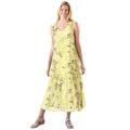 Plus Size Women's Sleeveless Crinkle A-Line Dress by Woman Within in Primrose Yellow Leaf (Size L)