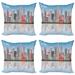 East Urban Home Ambesonne North Carolina Throw Pillow Cushion Case Pack Of 4, Charlotte Skyline w/ Urban Skyscrapers Buildings City Landscape | Wayfair