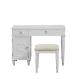 Canora Grey Bedroom Vanity Table w/ Stool Set In Black Wood in White | 39 H x 43 W x 18 D in | Wayfair 2B732590B10D4B14BFE0DA9585EB9BB5