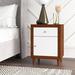 Mercury Row® Ashtabula 1 - Drawer Nightstand in Walnut Wood in Brown/White | 23.75 H x 17.55 W x 15.6 D in | Wayfair