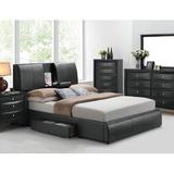 Red Barrel Studio® Hatherop Storage Standard Bed Upholstered/Faux leather in Black | 46 H x 80 W x 95 D in | Wayfair