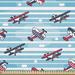 East Urban Home fab_55892_Ambesonne Vintage Airplane By The Yard, Retro Sizeful Propeller Planes On Horizontal Striped Backdrop w/ Dots | Wayfair