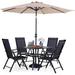 Lark Manor™ Alyah Square 2 - Person 37" Long Outdoor Dining Set w/ Umbrella Metal in Black | 37 W x 37 D in | Wayfair