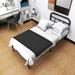 Ebern Designs Haleem Heavy-duty 14-inch type steel bed w/ headboard, anti-sway, under-bed storage Metal in Black/Gray | Wayfair