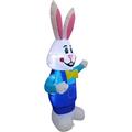 The Holiday Aisle® 3.5-Ft. Tall Smiling Easter Bunny, Outdoor/Indoor Blow Up Spring Inflatable w/ Lights in Blue/Pink/White | Wayfair