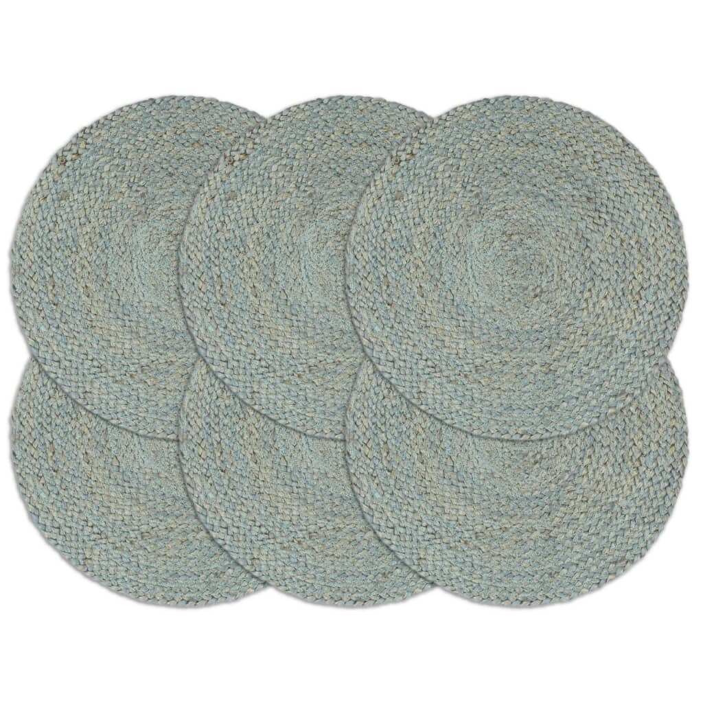 vidaXL Tischsets 6 Stk. Uni Olivgrün 38 cm Rund Jute Image