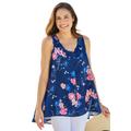 Plus Size Women's High-Low Button Front Tank by Woman Within in Evening Blue Wild Floral (Size 3X) Top