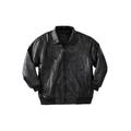 Men's Big & Tall Embossed Leather Bomber Jacket by KingSize in Black (Size 6XL)