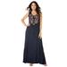 Plus Size Women's Embroidered Sleeveless Crinkle Dress by Roaman's in Navy (Size 30/32)