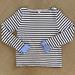 J. Crew Tops | J Crew Boat Neck Striped Navy Striped Shirt Sz Xs | Color: Cream/White | Size: Xs