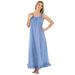 Plus Size Women's Long Embroidered Gown by Dreams & Co. in French Blue (Size 14/16) Pajamas