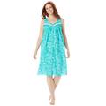 Plus Size Women's Sleeveless Button Front Night Gown by Only Necessities in Aquamarine Paisley (Size 38/40)