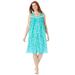 Plus Size Women's Sleeveless Button Front Night Gown by Only Necessities in Aquamarine Paisley (Size 38/40)