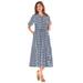 Plus Size Women's Short-Sleeve Seersucker Dress by Woman Within in Navy Gingham (Size 26 W)