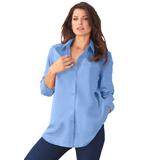 Plus Size Women's Long-Sleeve Kate Big Shirt by Roaman's in French Blue (Size 22 W) Button Down Shirt Blouse